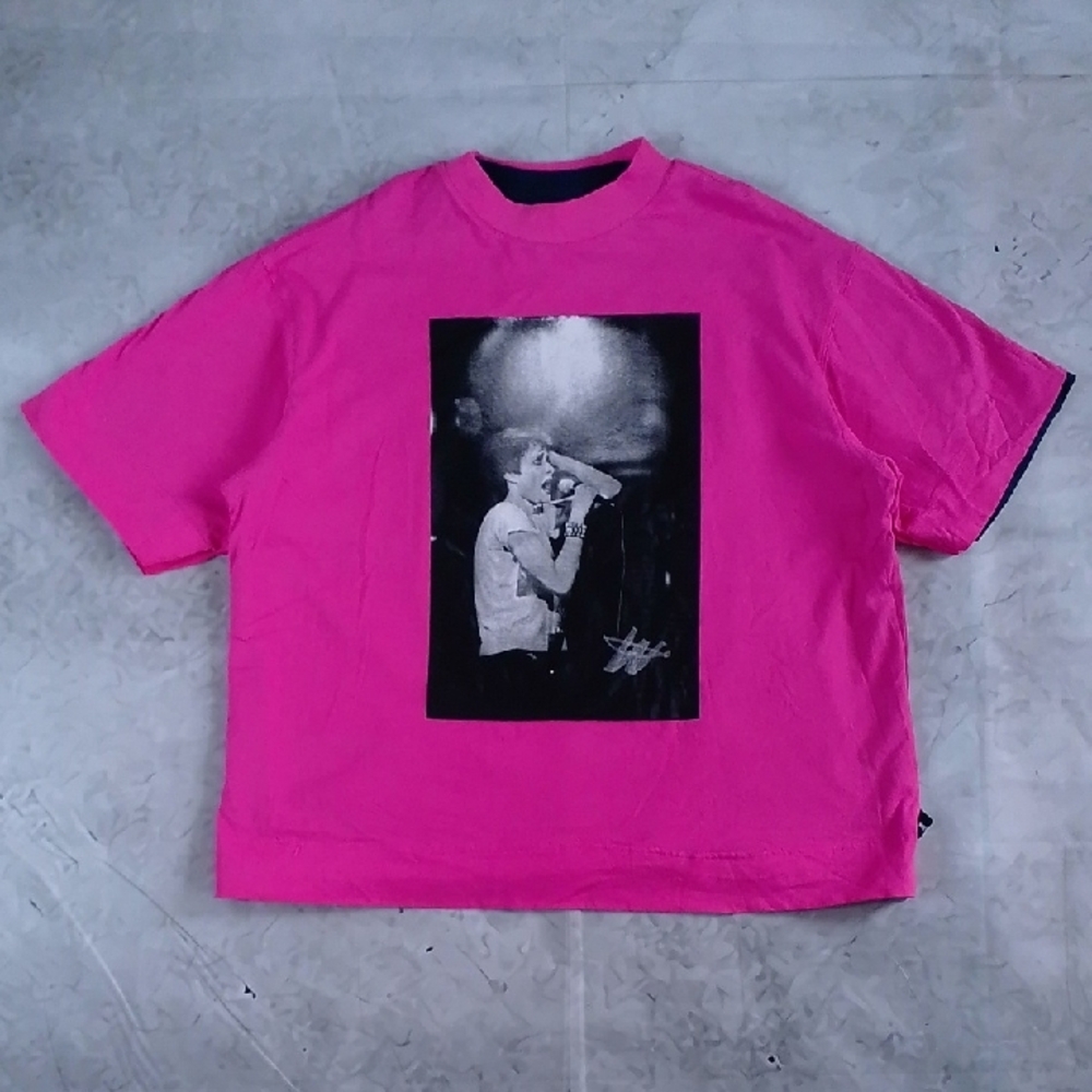 WE11DONE Navy And Pink Reversible Gig T-Shirt UNISEX